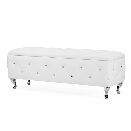 Baxton Studio Seine White Leather Contemporary Storage Ottoman 112-6001